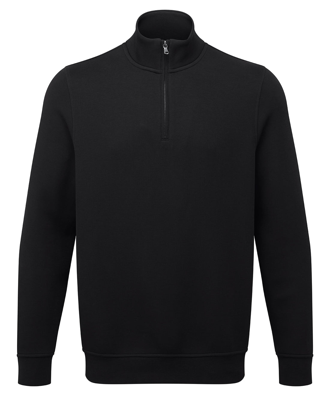 Men’s ¼-zip premium sweatshirt - AQ035 - Black - Customisable Sweatshirts