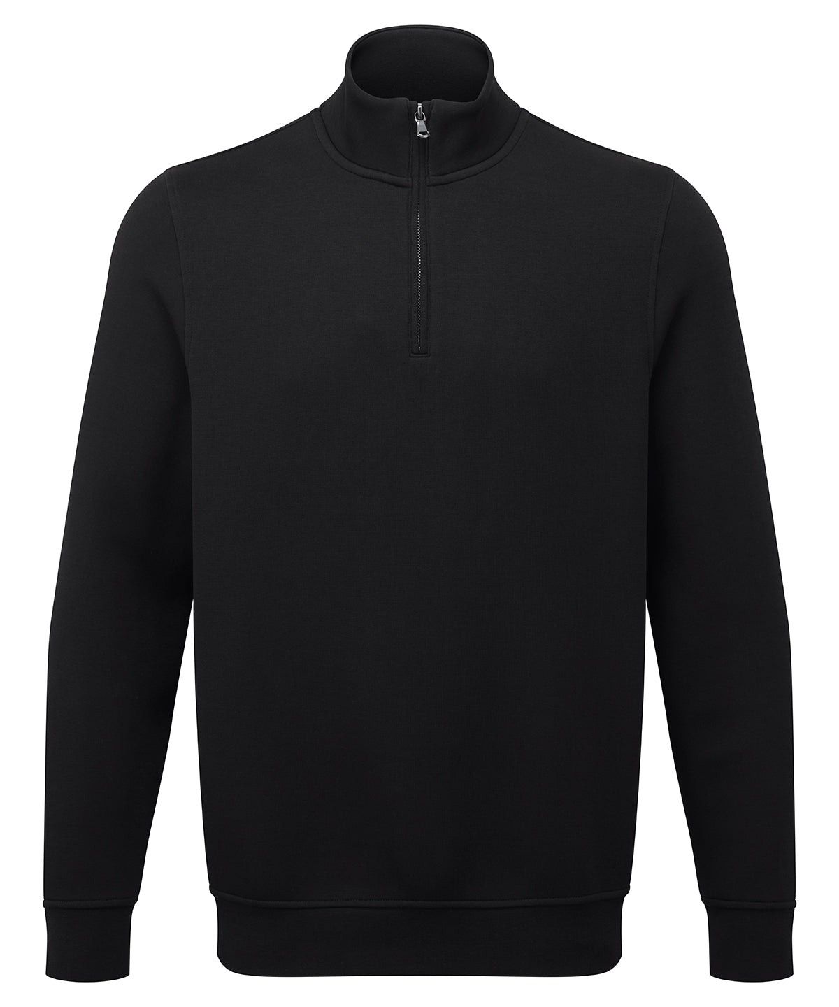 Men’s ¼-zip premium sweatshirt - AQ035 - Black - Customisable Sweatshirts