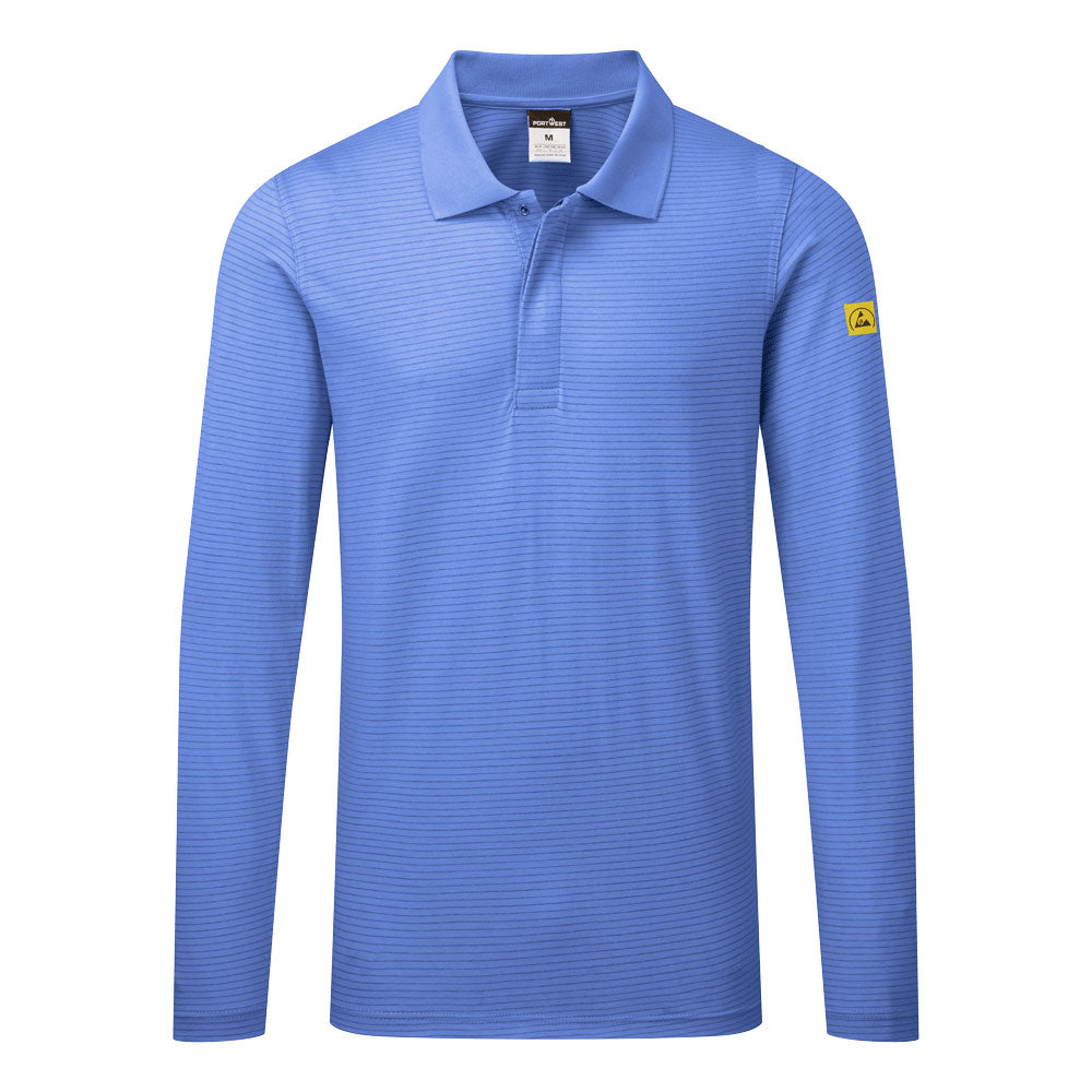 Anti Static Esd Polo Shirt L/S - AS23 - Hamilton Blue - Customisable T-Shirt