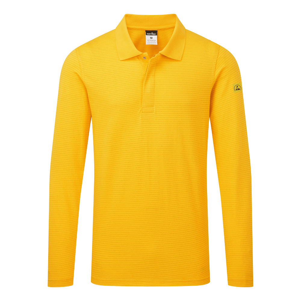 Anti Static Esd Polo Shirt L/S - AS23 - Deep Yellow - Customisable T-Shirt