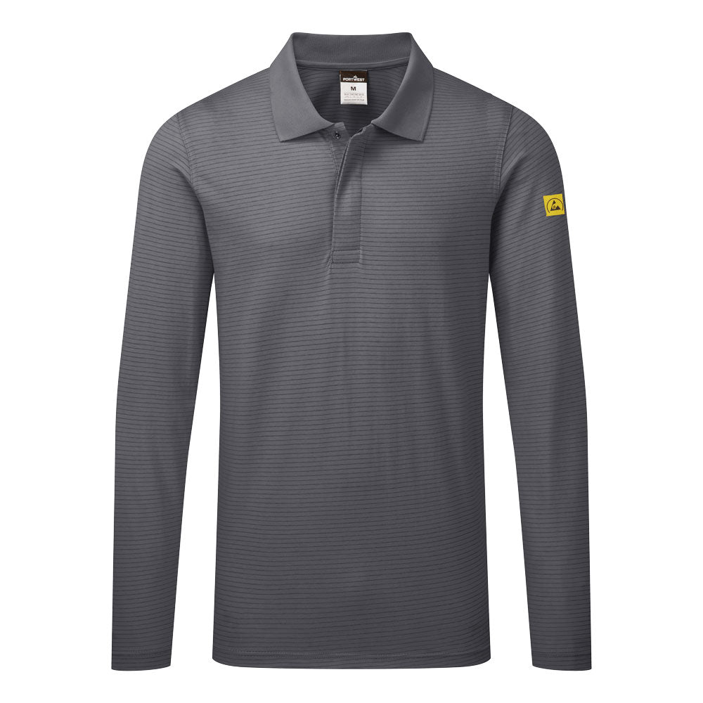 Anti Static Esd Polo Shirt L/S - AS23 - Zoom Grey - Customisable T-Shirt