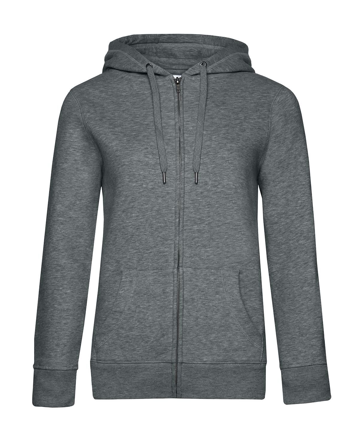 B&amp;C Collection Queen zipped hooded B012F - Heather Mid Grey - Customisable Hoodies
