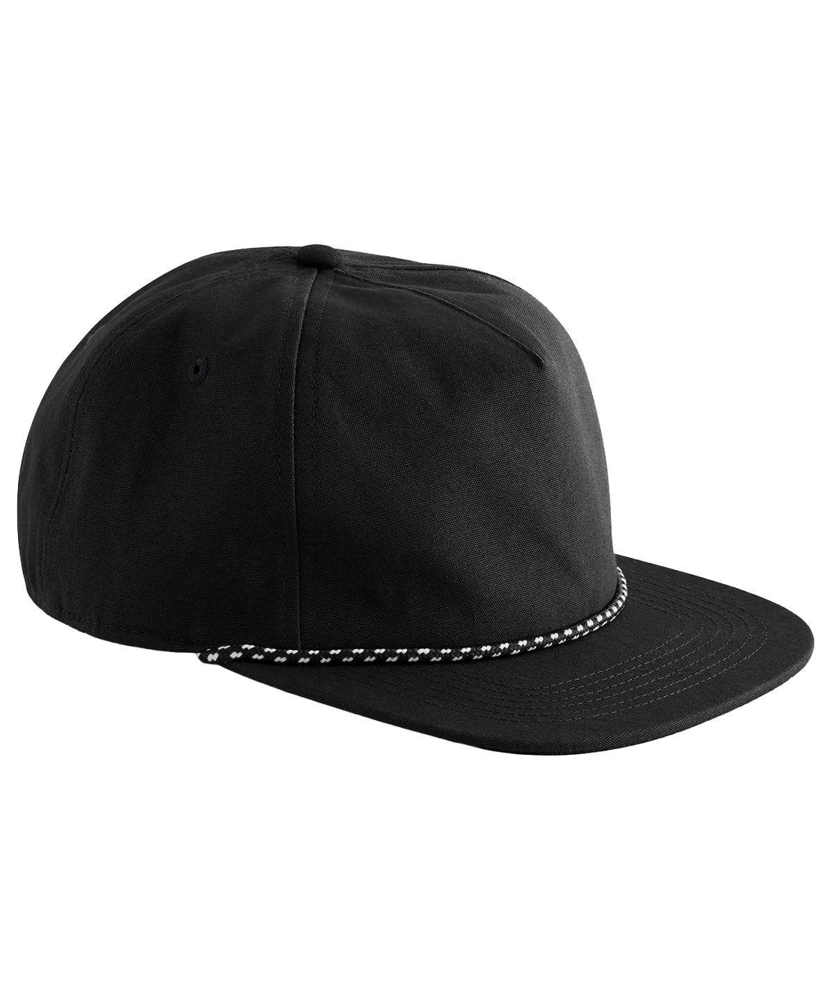 EarthAware® organic cotton 5-panel rope cap - B864N - Black One size - Customisable Caps