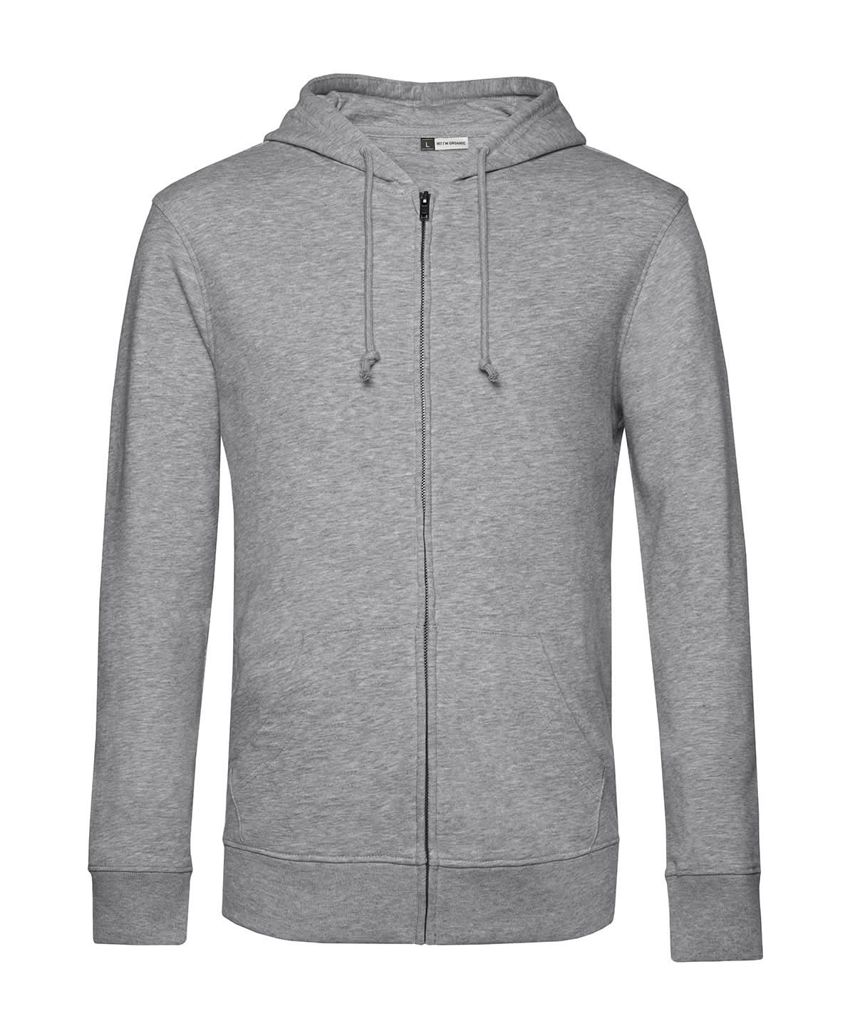B&amp;C Collection Inspire Zipped Hood BA002 - Heather Grey - Customisable Hoodies