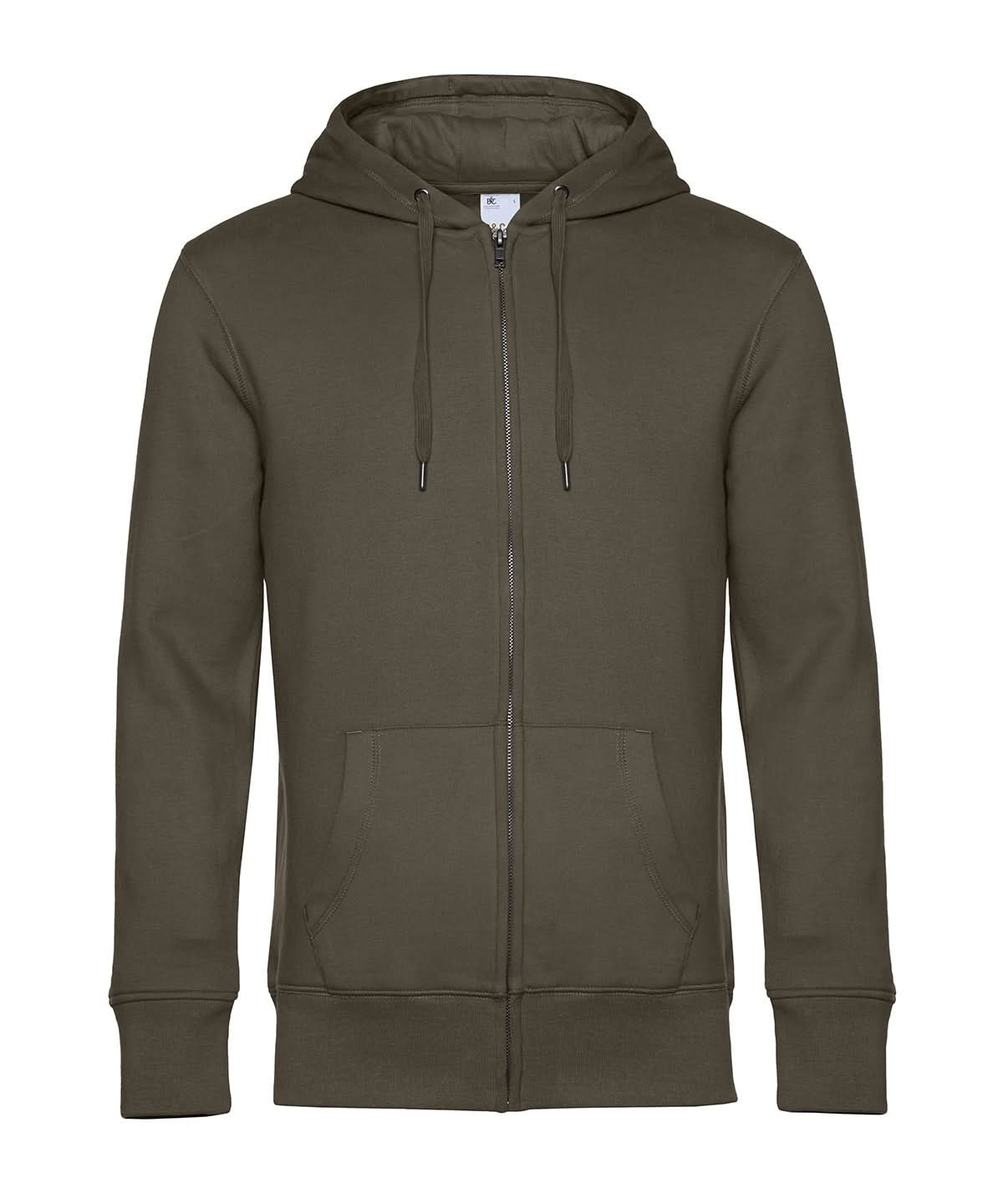 B&amp;C Collection KING Zipped Hood BA012 - Khaki - Customisable Hoodies