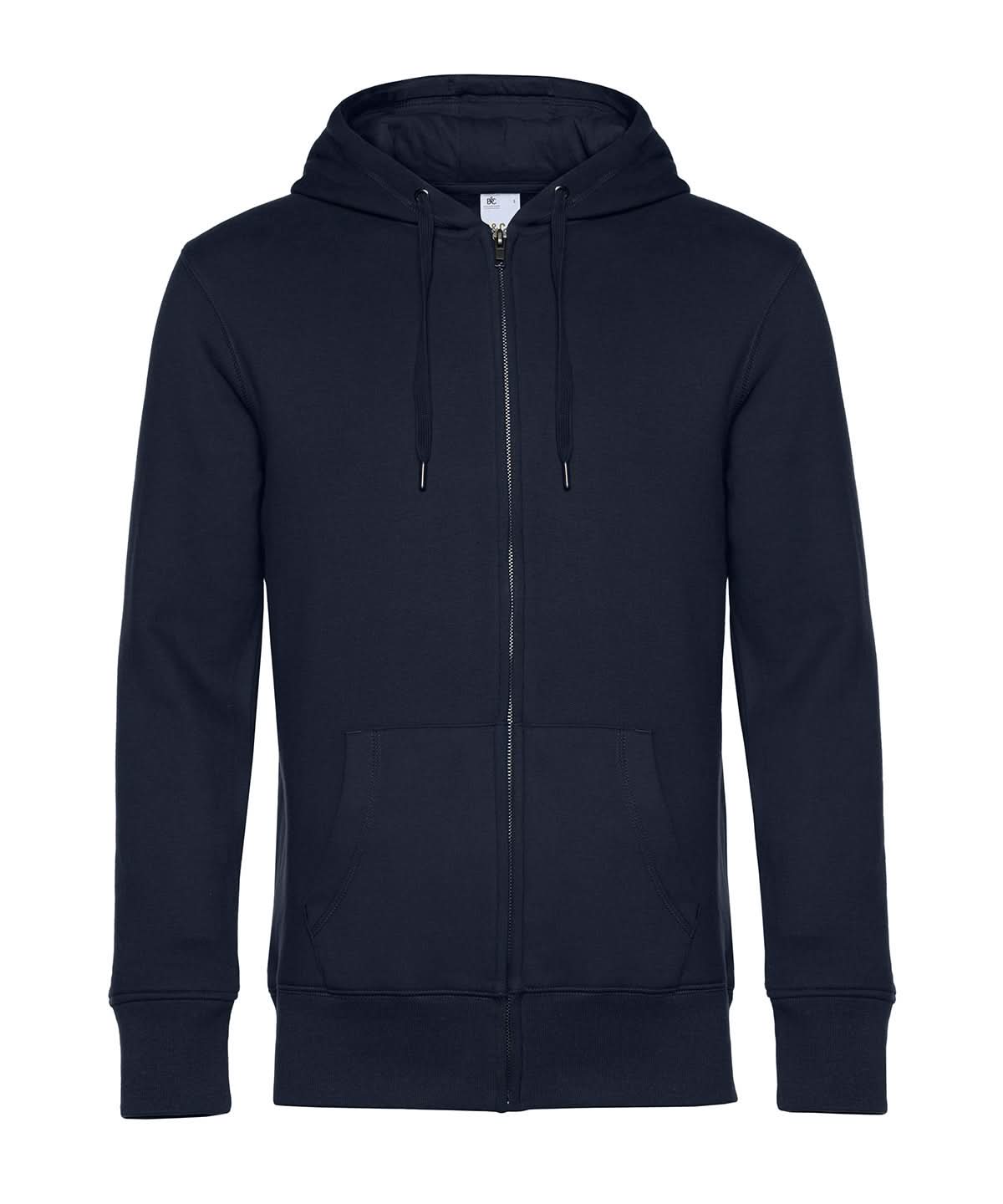 B&amp;C Collection KING Zipped Hood BA012 - Navy Blue - Customisable Hoodies