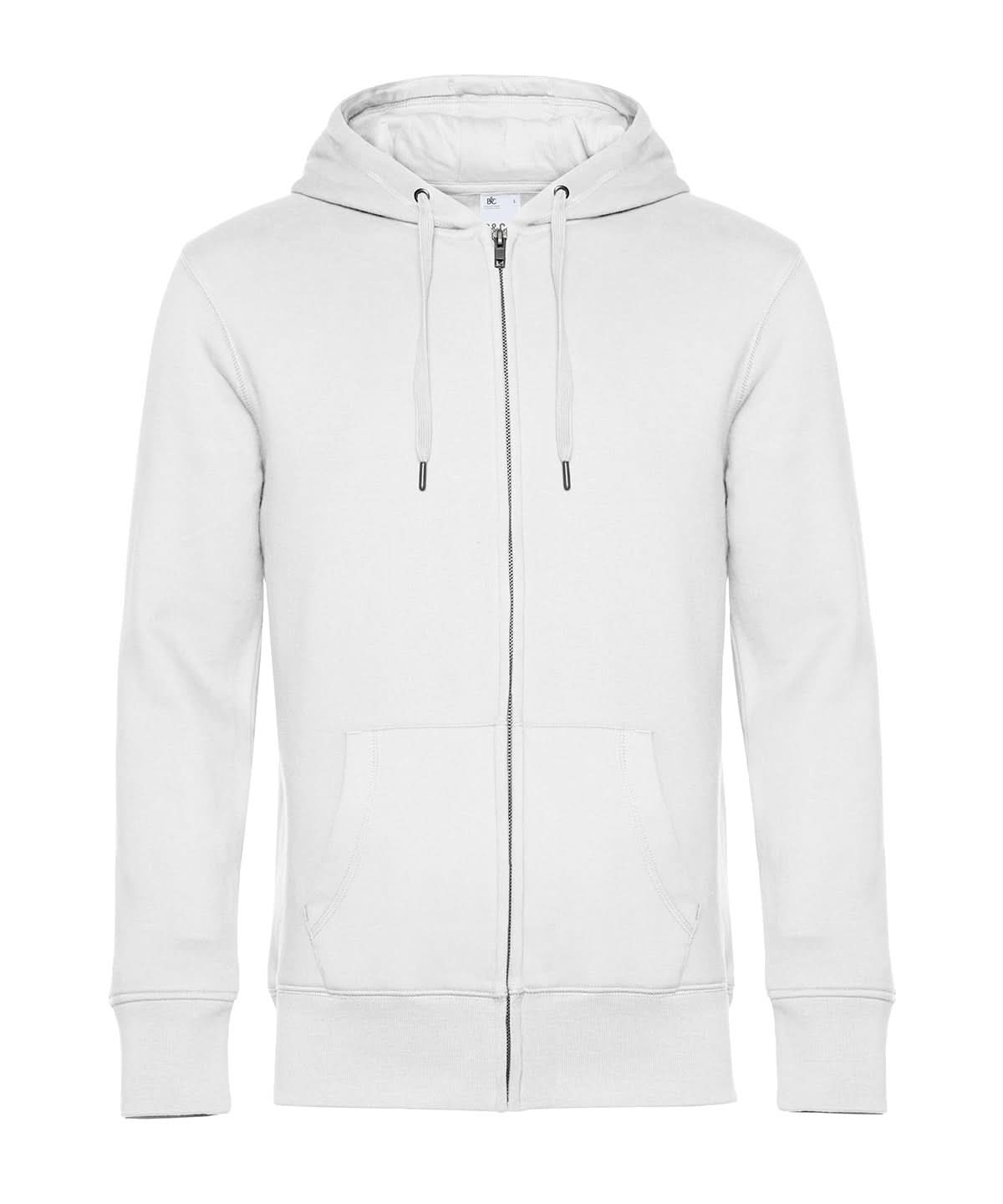 B&amp;C Collection KING Zipped Hood BA012 - White - Customisable Hoodies