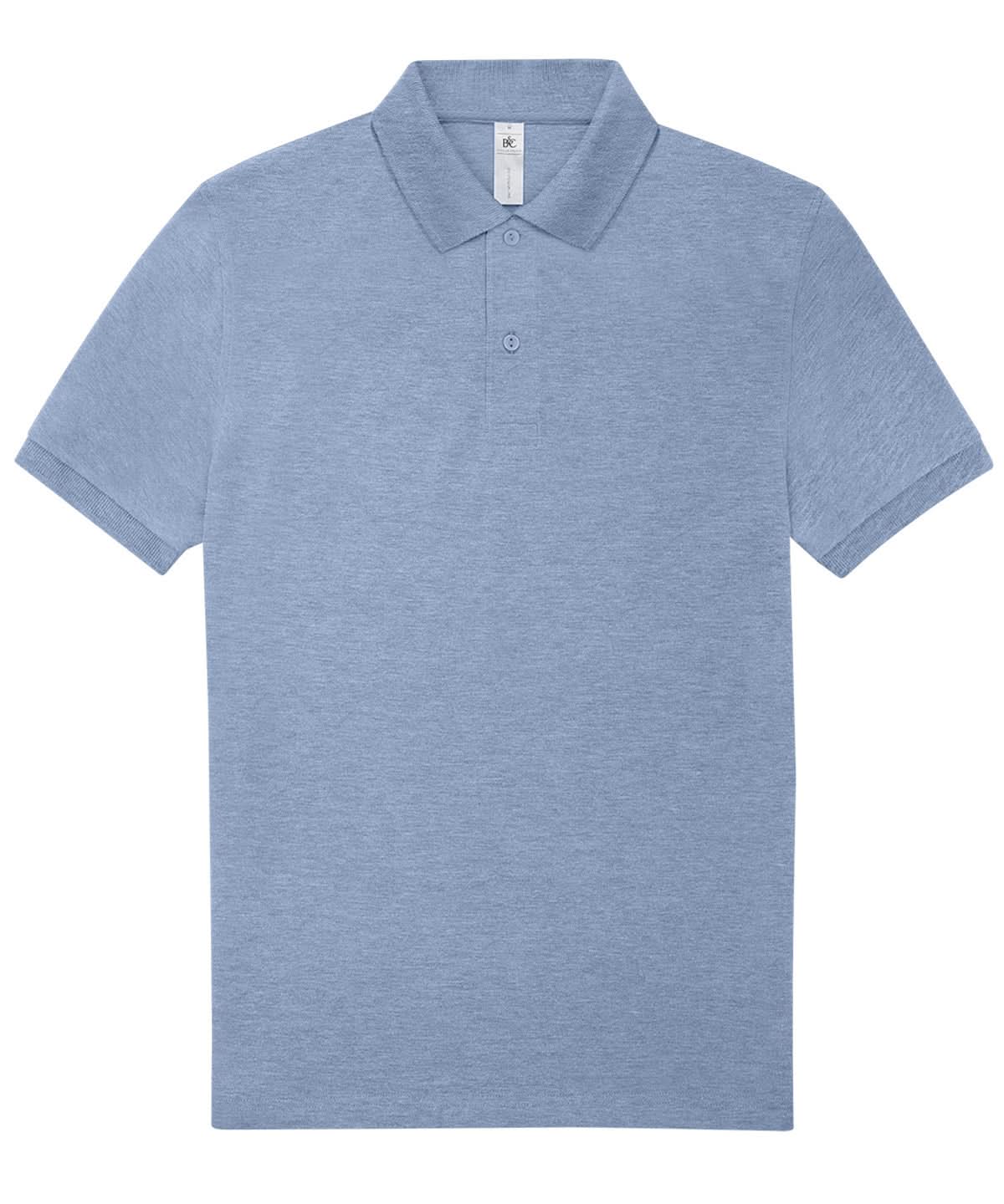 B&amp;C Collection My Polo 210 Heather Blue BA263 - Heather Blue - Customisable Polos