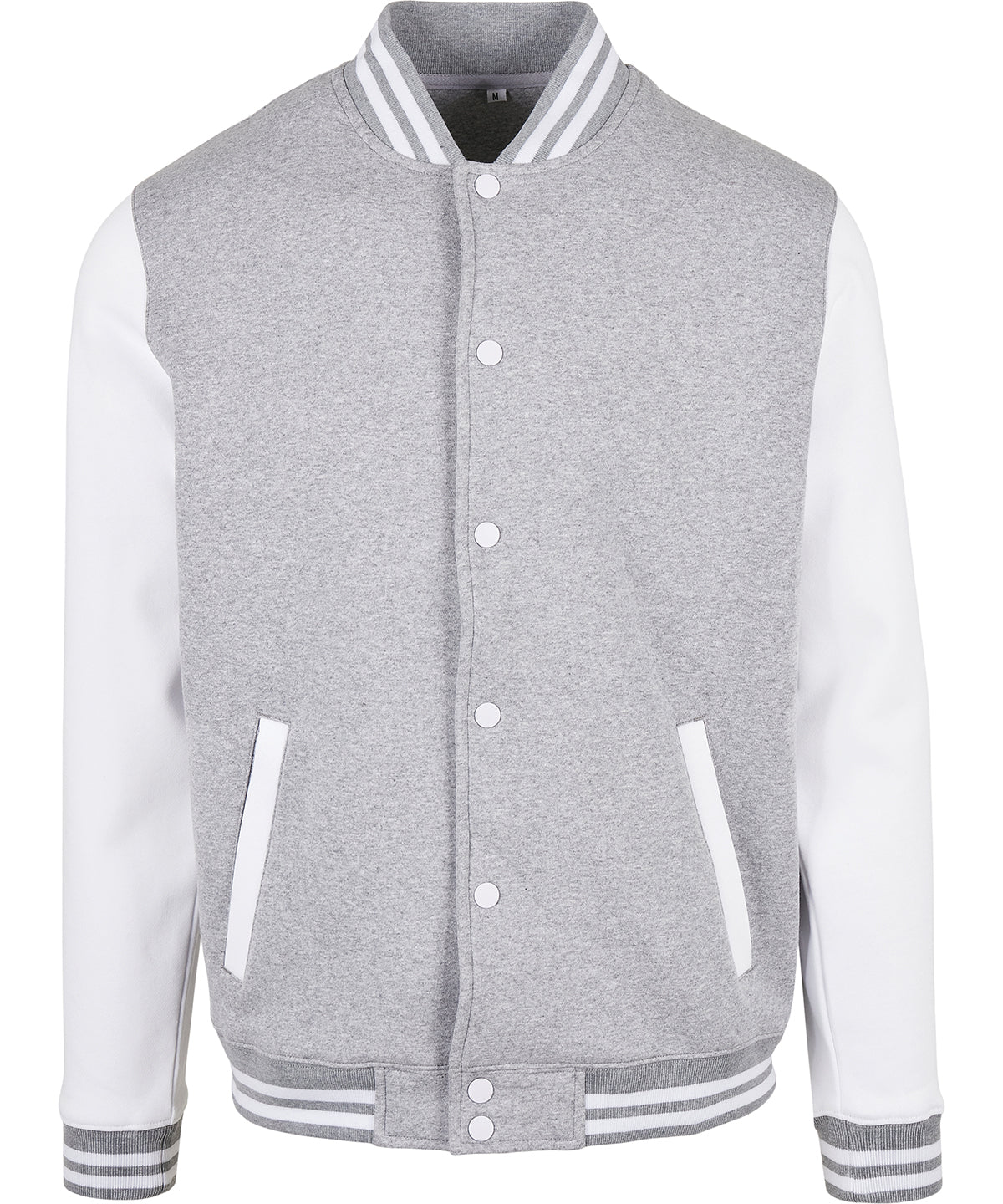 Basic college jacket - BB004 - Heather Grey White - Customisable Jackets