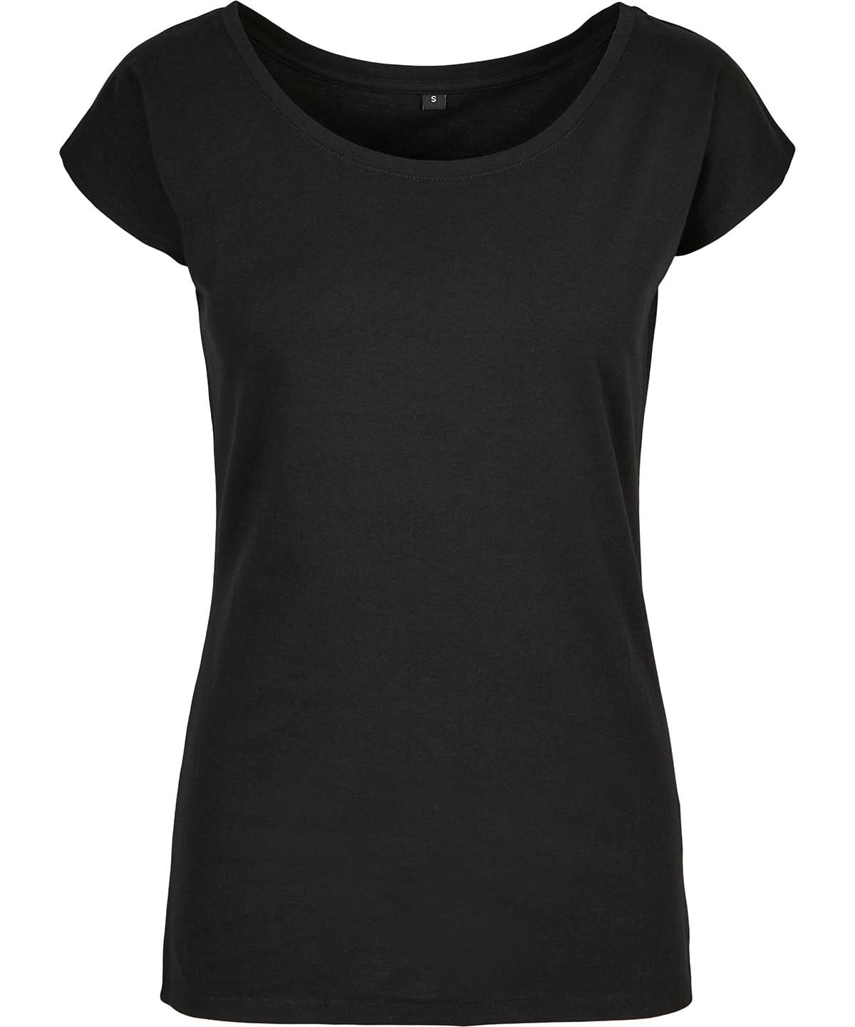 Build Your Brand Basic BYB Womens wide neck tee Black BB013 - Black - Customisable T-Shirt