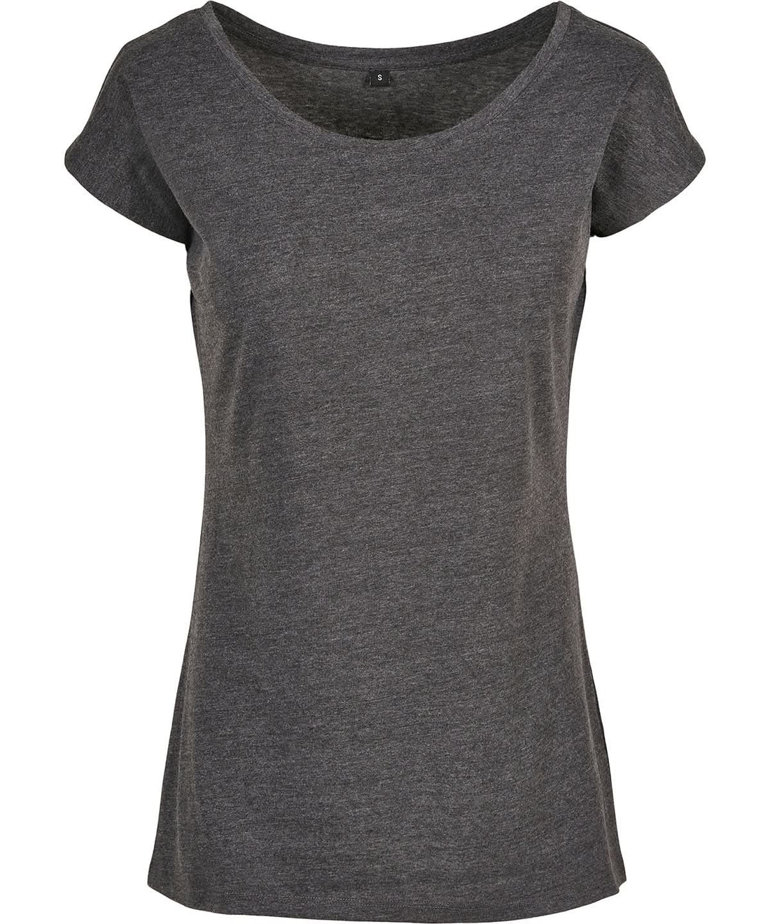 Build Your Brand Basic BYB Womens wide neck tee Charcoal BB013 - Charcoal - Customisable T-Shirt