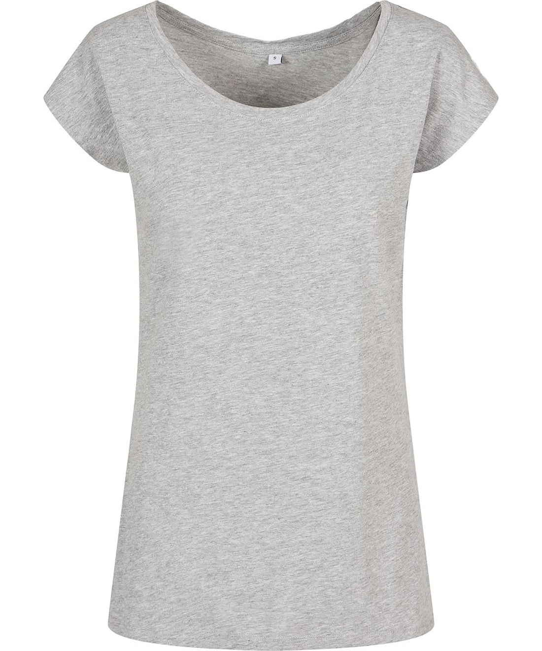 Build Your Brand Basic BYB Womens wide neck tee Heather Grey BB013 - Heather Grey - Customisable T-Shirt