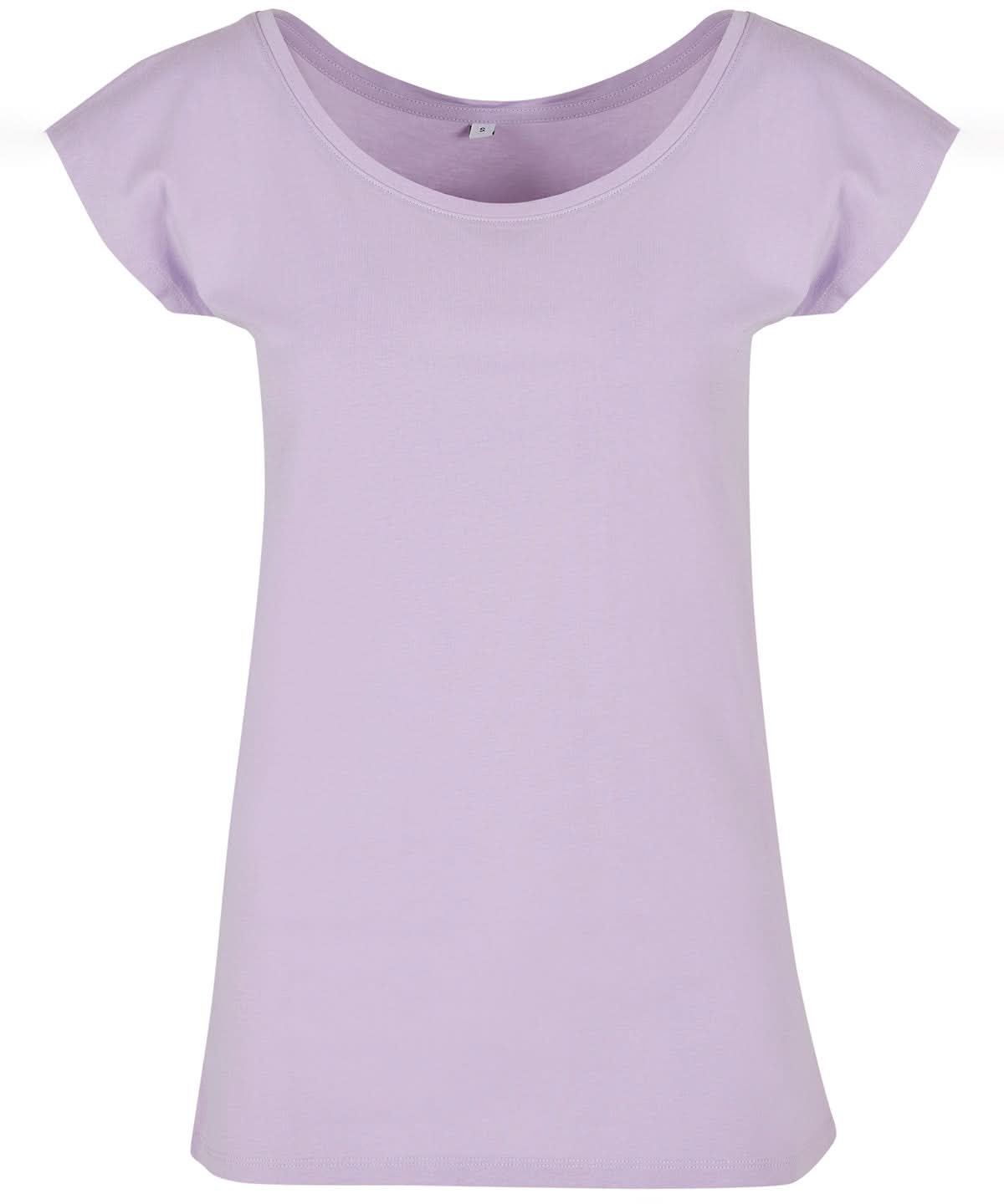 Build Your Brand Basic BYB Womens wide neck tee Lilac BB013 - Lilac - Customisable T-Shirt