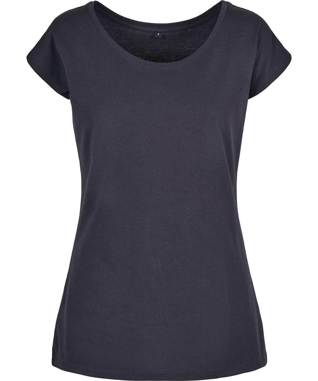 Build Your Brand Basic BYB Womens wide neck tee Navy BB013 - Navy - Customisable T-Shirt