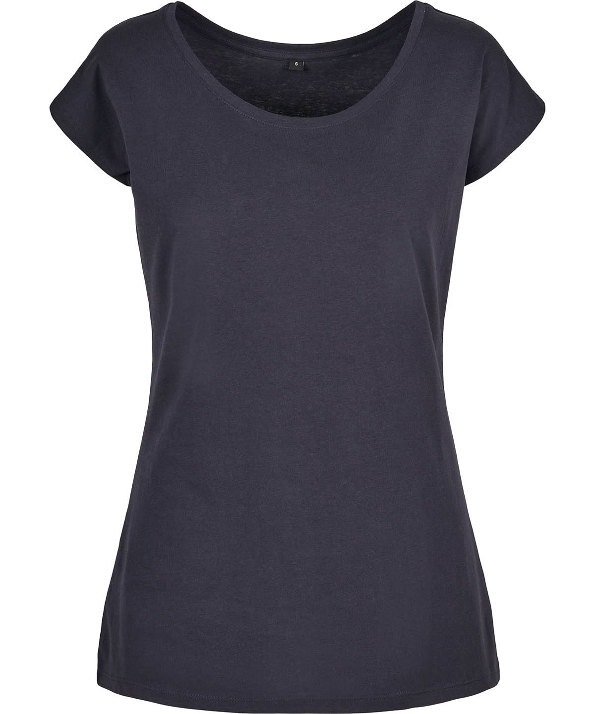 Build Your Brand Basic BYB Womens wide neck tee Navy BB013 - Navy - Customisable T-Shirt