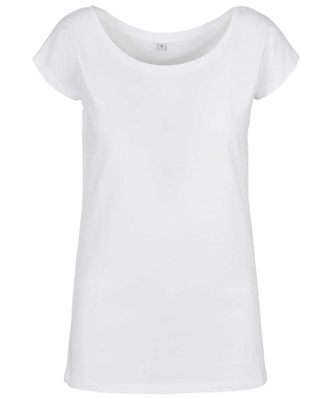 Build Your Brand Basic BYB Womens wide neck tee White BB013 - White - Customisable T-Shirt