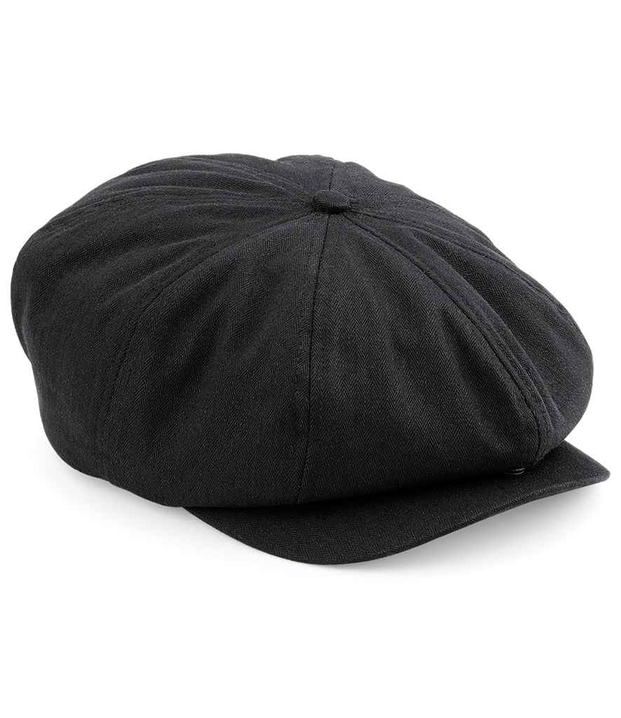 Beechfield Newsboy Cap - BB624 - Black - Customisable Headwear