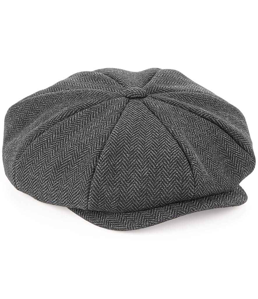 Beechfield Heritage Baker Boy Cap - BB628 - Charcoal Herringbone - Customisable Headwear