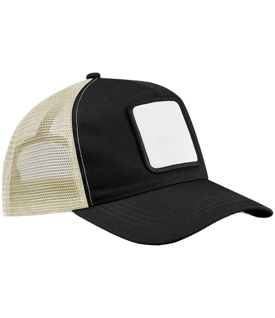 Beechfield Appliqué Patch 5 Panel Trucker Cap - BB636 - Black Stone ONE - Customisable Headwear