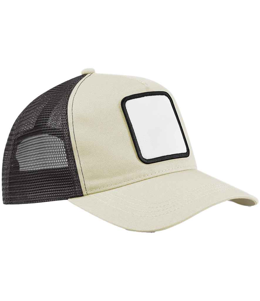 Beechfield Appliqué Patch 5 Panel Trucker Cap - BB636 - Stone Shadow Grey ONE - Customisable Headwear