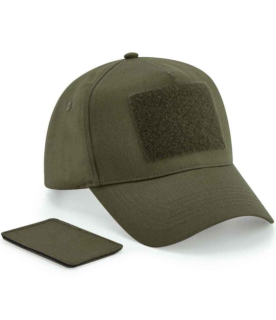Beechfield Removable Patch 5 Panel Cap - BB638 - Military Green ONE - Customisable Headwear
