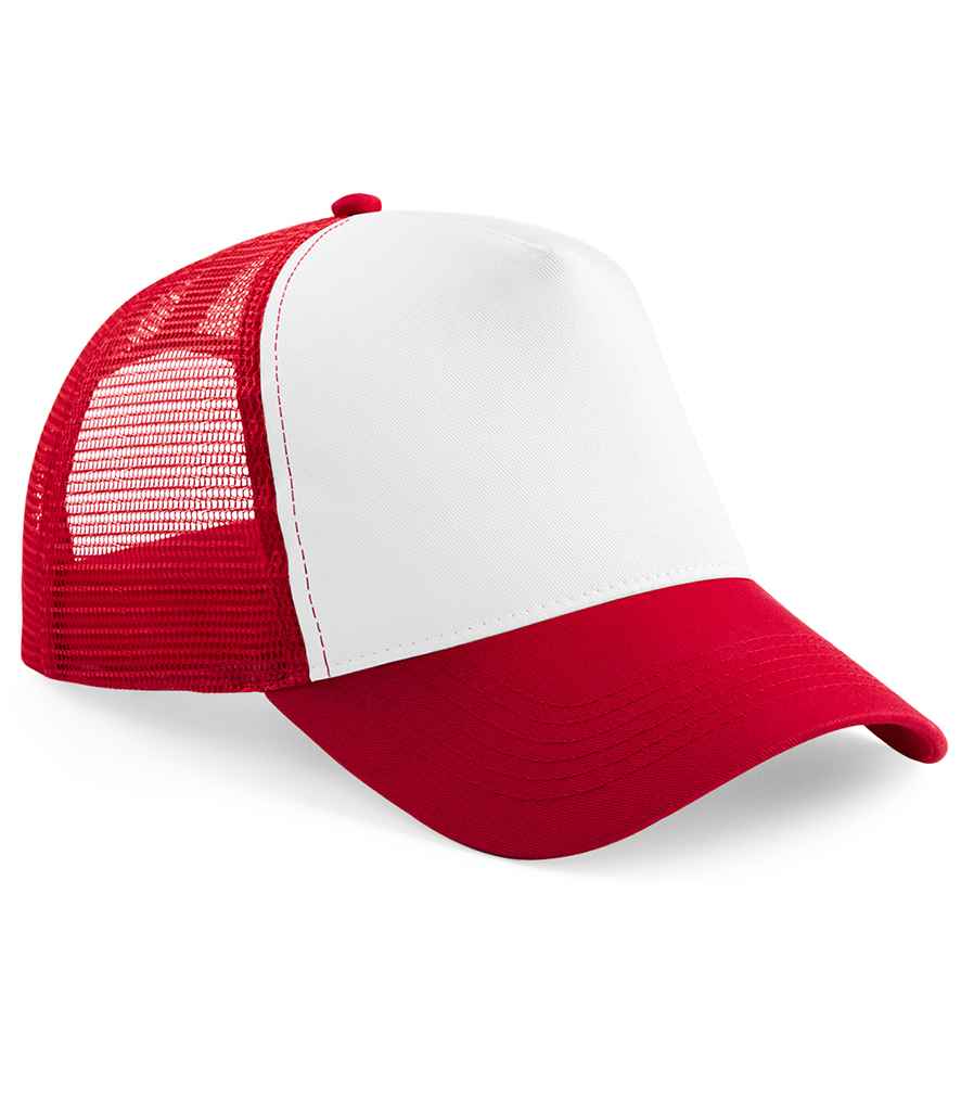 Beechfield Kids Snapback Trucker Cap - BB640B - Classic Red White ONE - Customisable Headwear