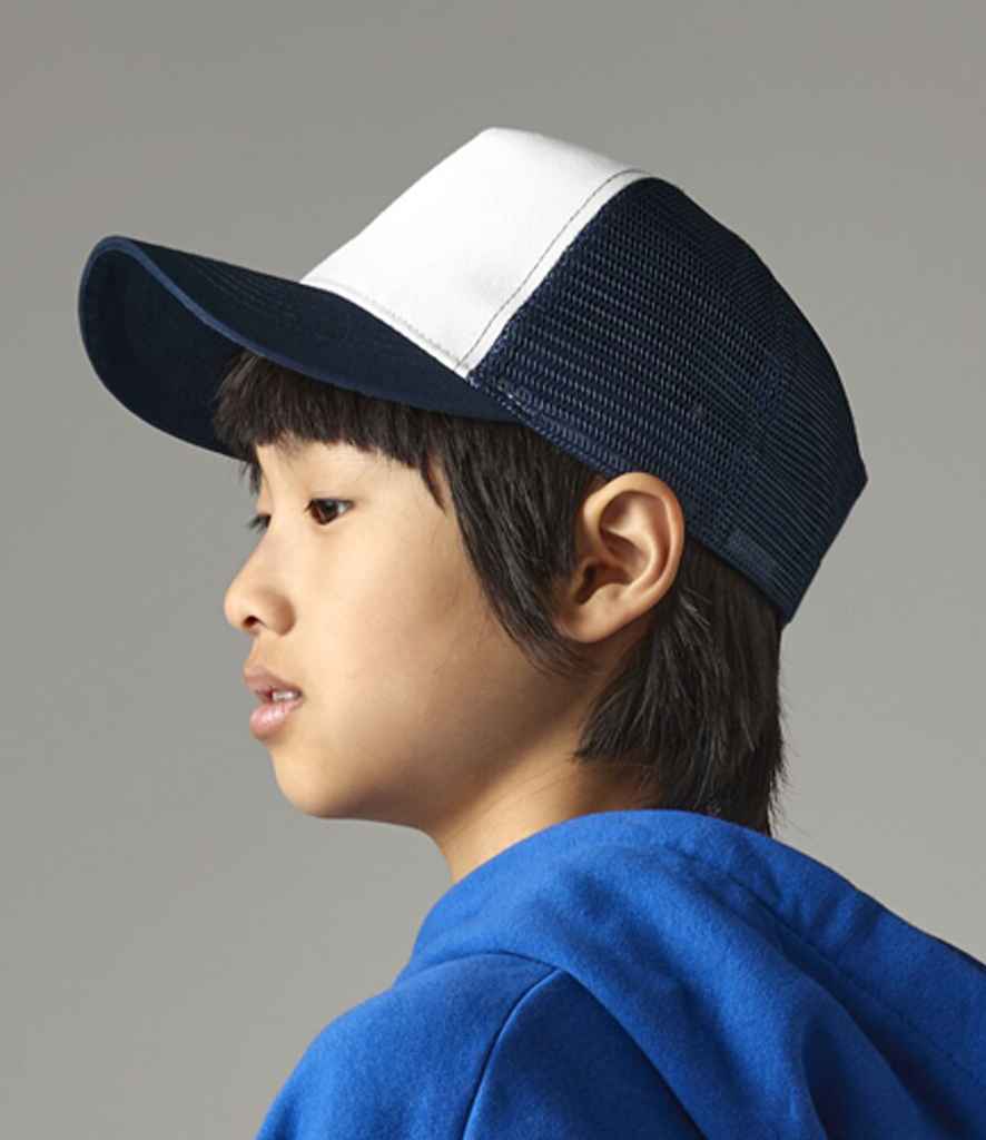 Beechfield Kids Snapback Trucker Cap - BB640B - French Navy White ONE - Customisable Headwear