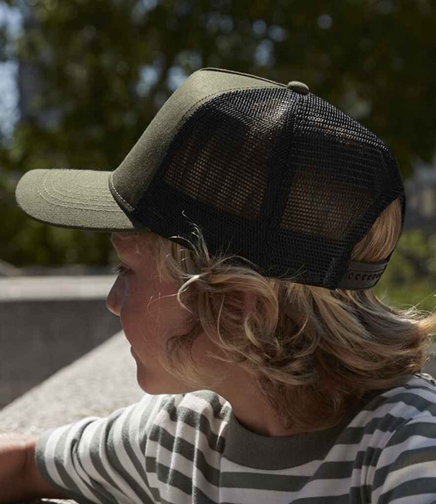 Beechfield Kids Snapback Trucker Cap - BB640B - Olive Green Black ONE - Customisable Headwear