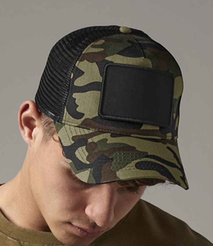 Beechfield Patch Snapback Trucker Cap - BB641 - Jungle Camo ONE - Customisable Headwear