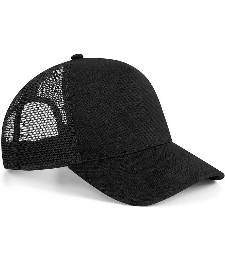 Beechfield Microknit Snapback Trucker Cap - BB642 - Black ONE - Customisable Headwear