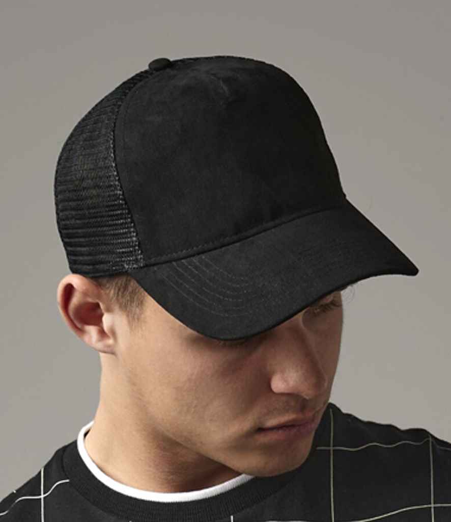 Beechfield Suede Snapback Trucker Cap - BB643 - Black ONE - Customisable Headwear