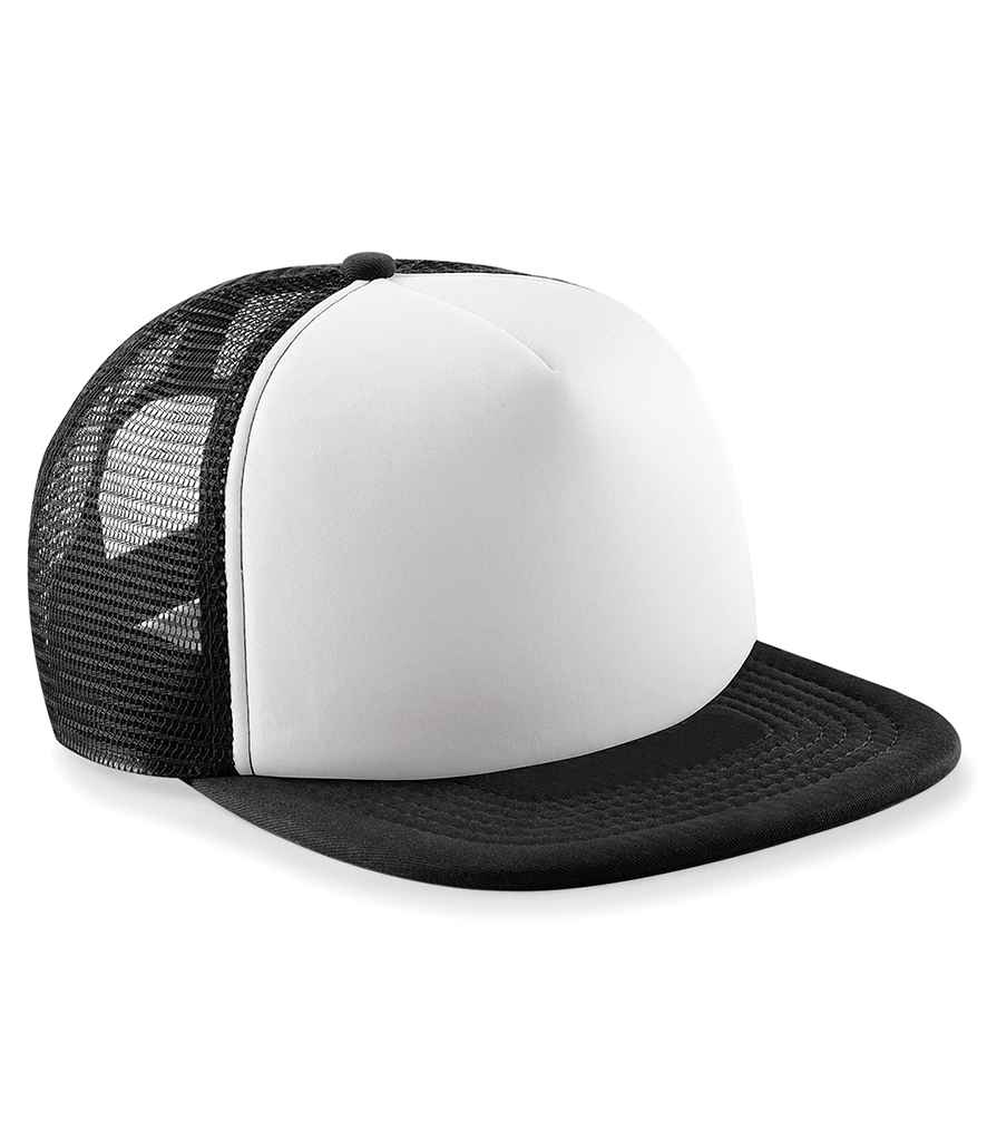 Beechfield Kids Vintage Snapback Trucker Cap - BB645B - Black White ONE - Customisable Headwear