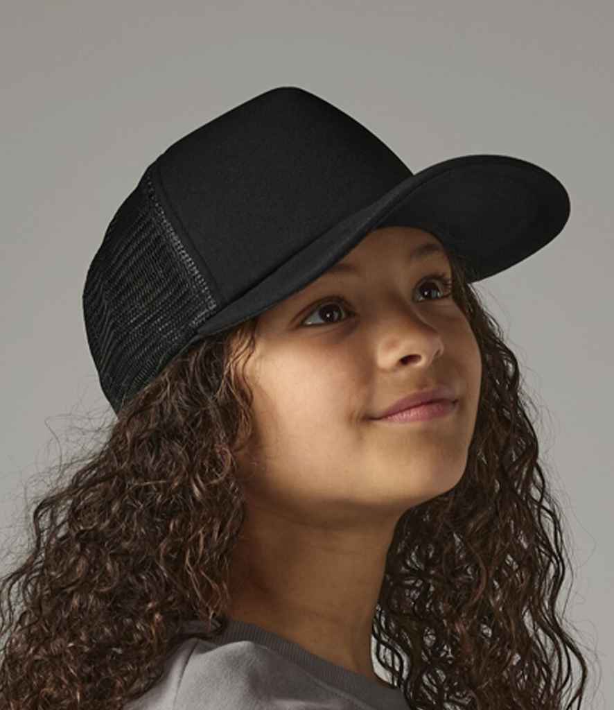 Beechfield Kids Vintage Snapback Trucker Cap - BB645B - Black Black ONE - Customisable Headwear