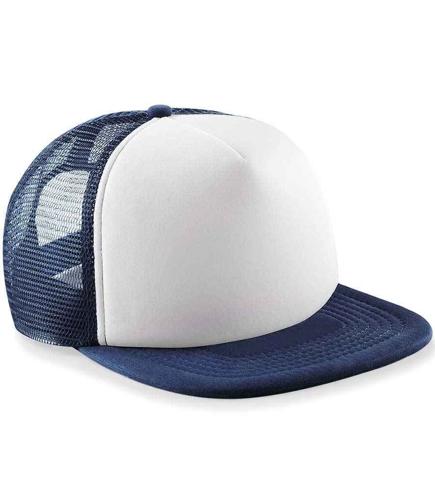 Beechfield Kids Vintage Snapback Trucker Cap - BB645B - Navy White ONE - Customisable Headwear