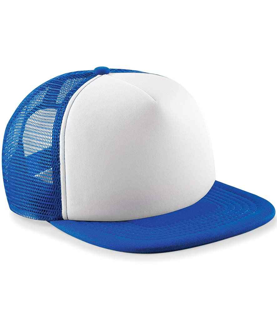 Beechfield Kids Vintage Snapback Trucker Cap - BB645B - Bright Royal White ONE - Customisable Headwear