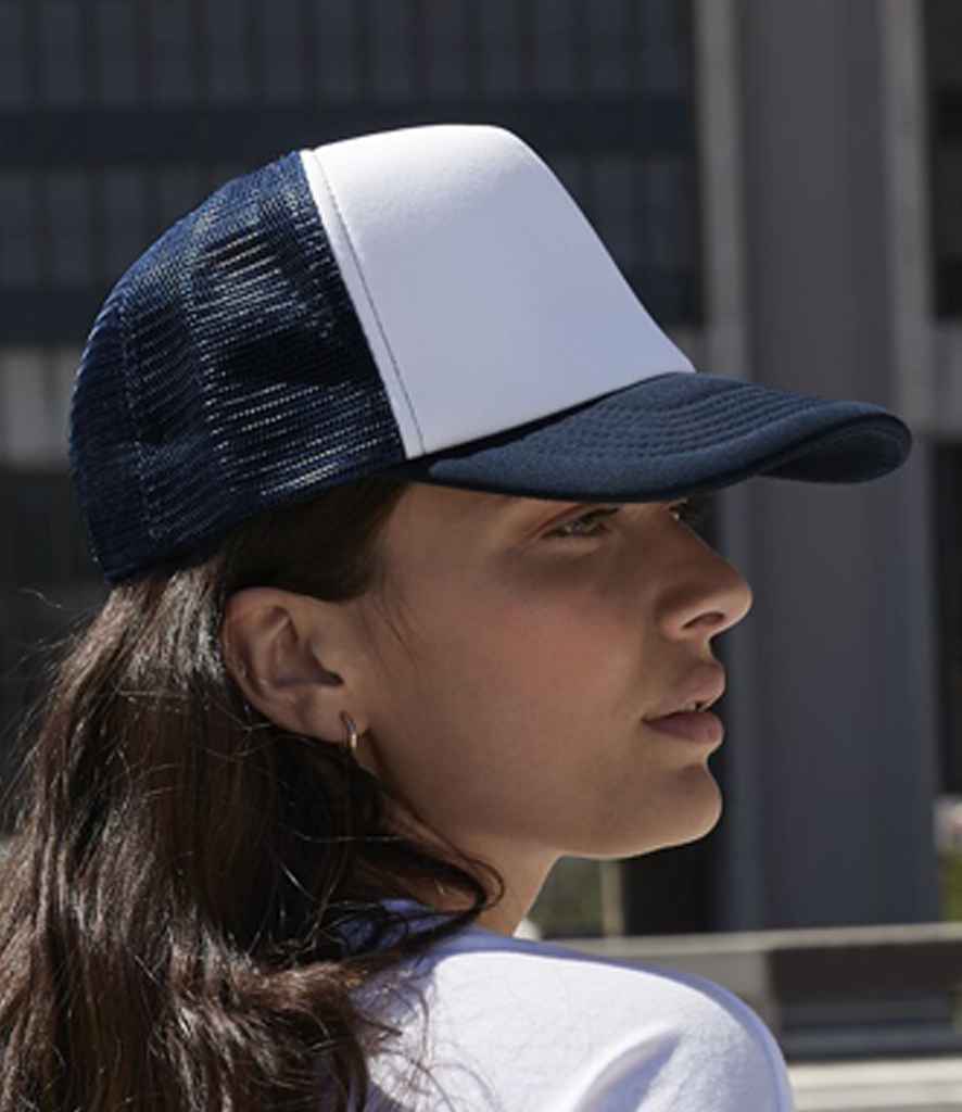 Beechfield Vintage Snapback Trucker Cap - BB645 - Navy White ONE - Customisable Headwear