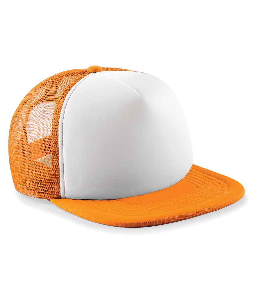 Beechfield Vintage Snapback Trucker Cap - BB645 - Orange White ONE - Customisable Headwear