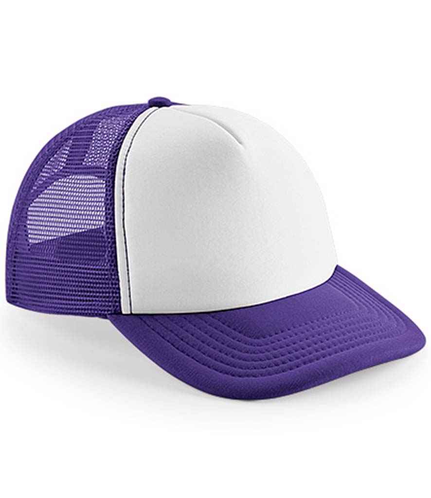Beechfield Vintage Snapback Trucker Cap - BB645 - Purple White ONE - Customisable Headwear