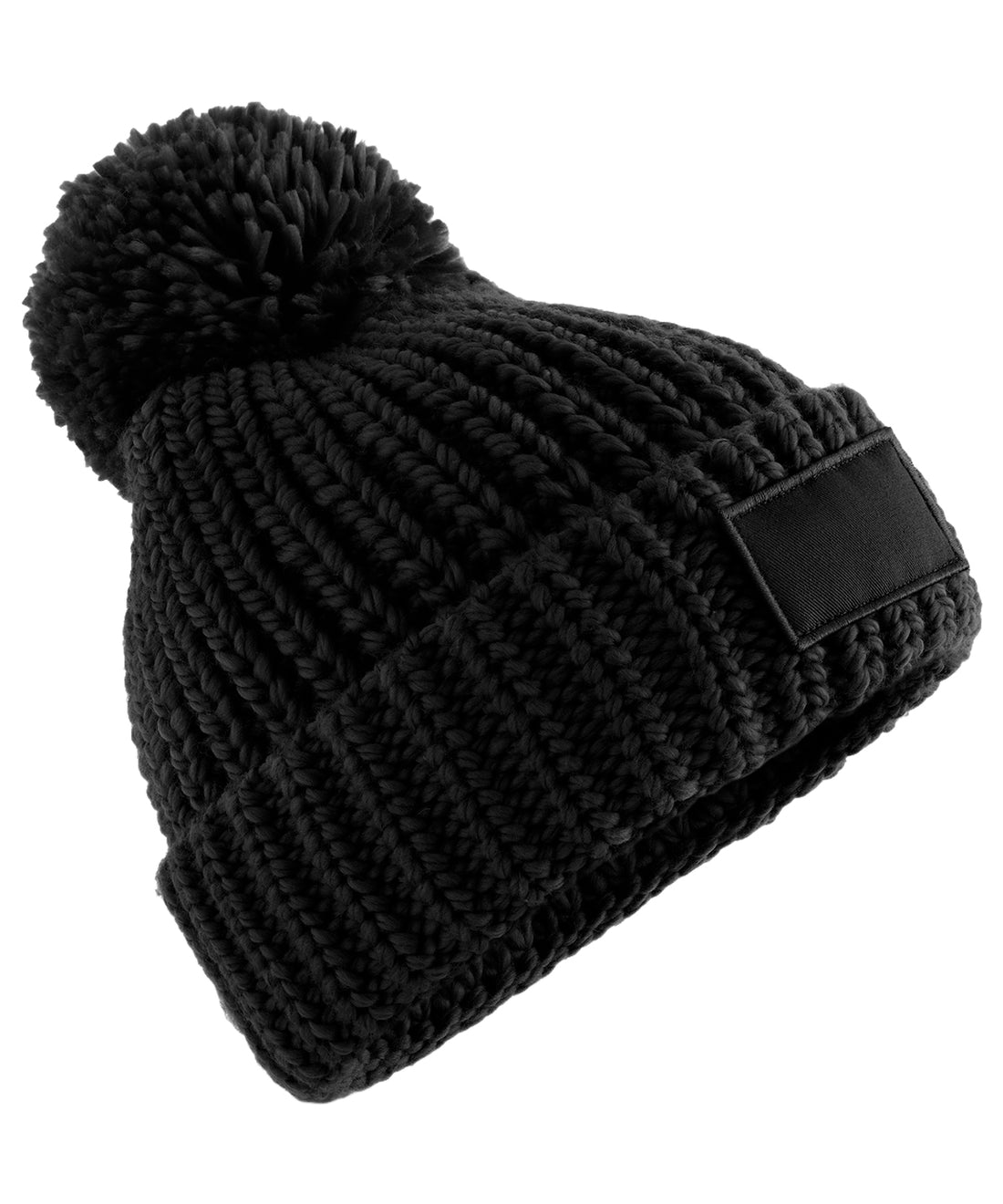 Toasty patch beanie - B329 - Black One size - Customisable Beanies