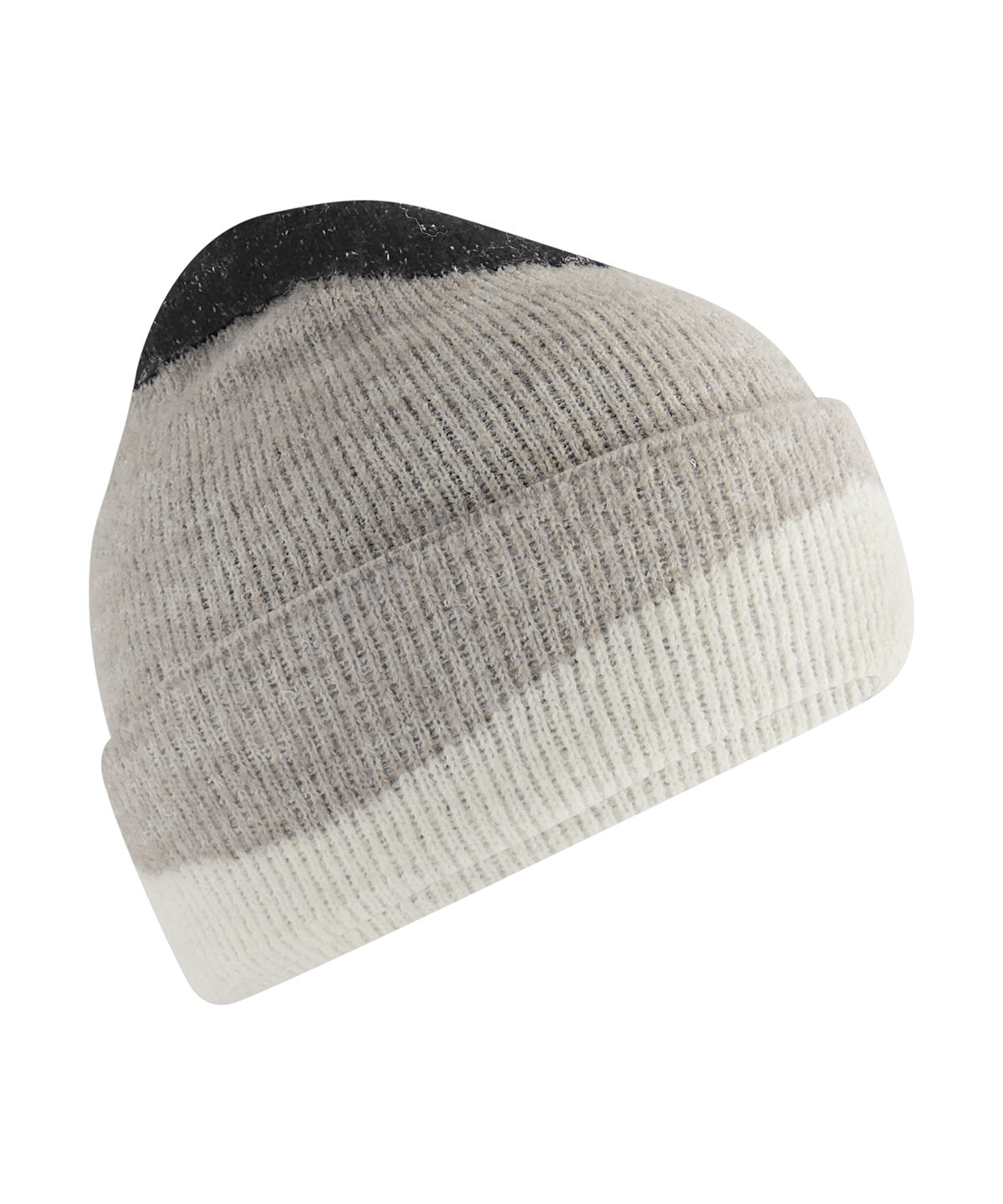 Soft wave beanie - BC532 - Black Light Grey Soft White One size - Customisable Beanies