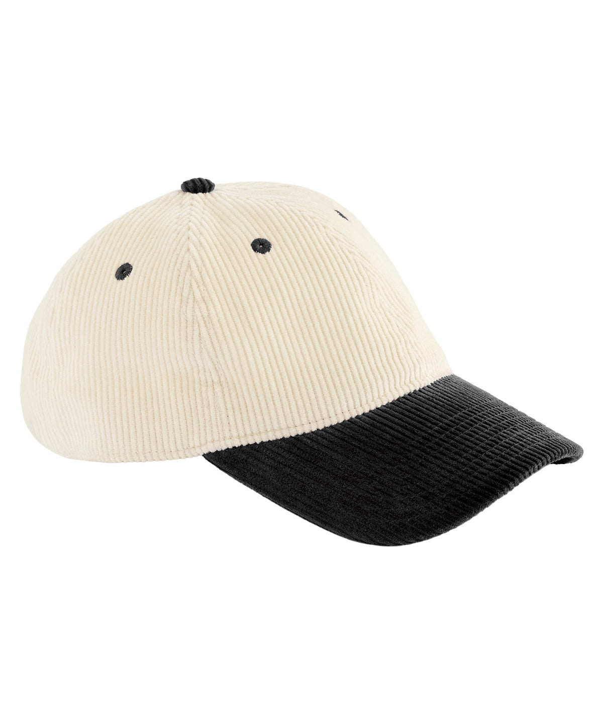 Contrast peak corduroy cap - BC690 - Natural Black One size - Customisable Caps