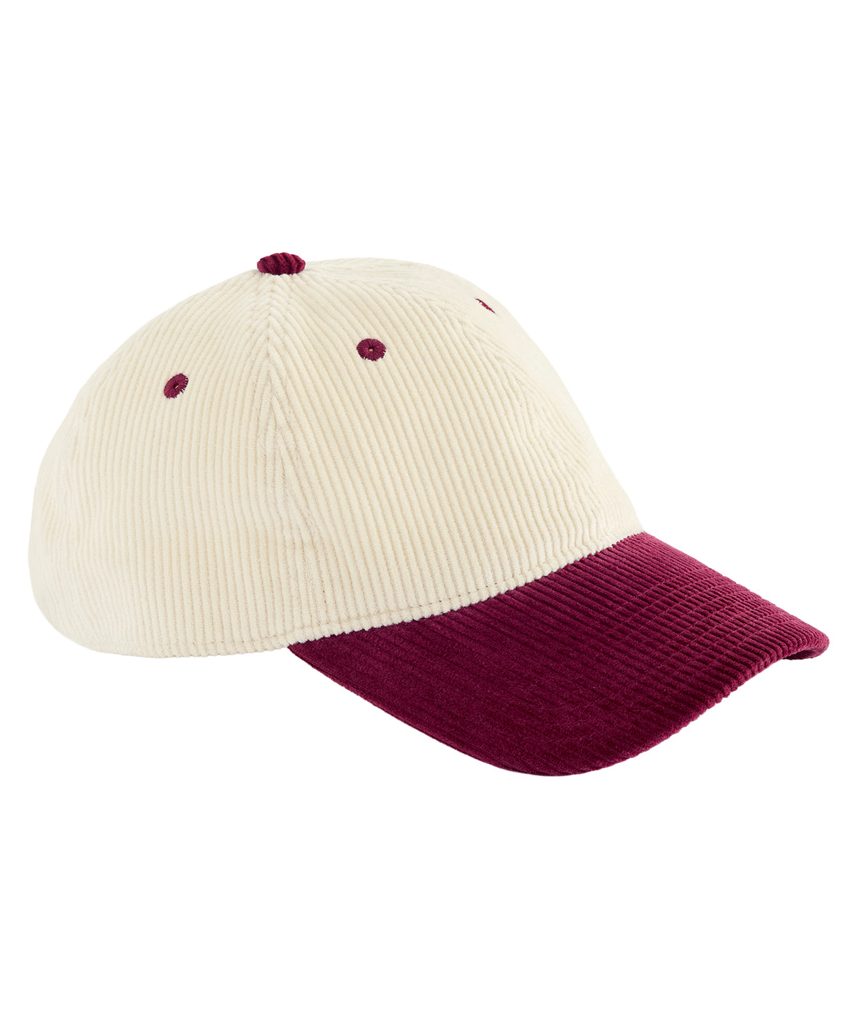 Contrast peak corduroy cap - BC690 - Natural Burgundy One size - Customisable Caps