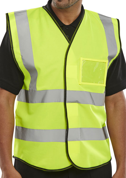 Beeswift Id Vest Hi Vis Bd108 - Saturn Yellow - Customisable Hi-Vis Vest