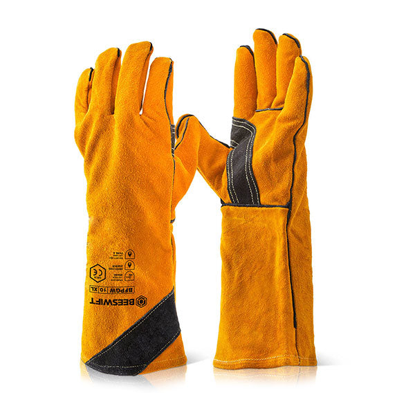 Beeswift Premium Golden Welders Gauntlet Gloves 16" - - Customisable Welders Gauntlets
