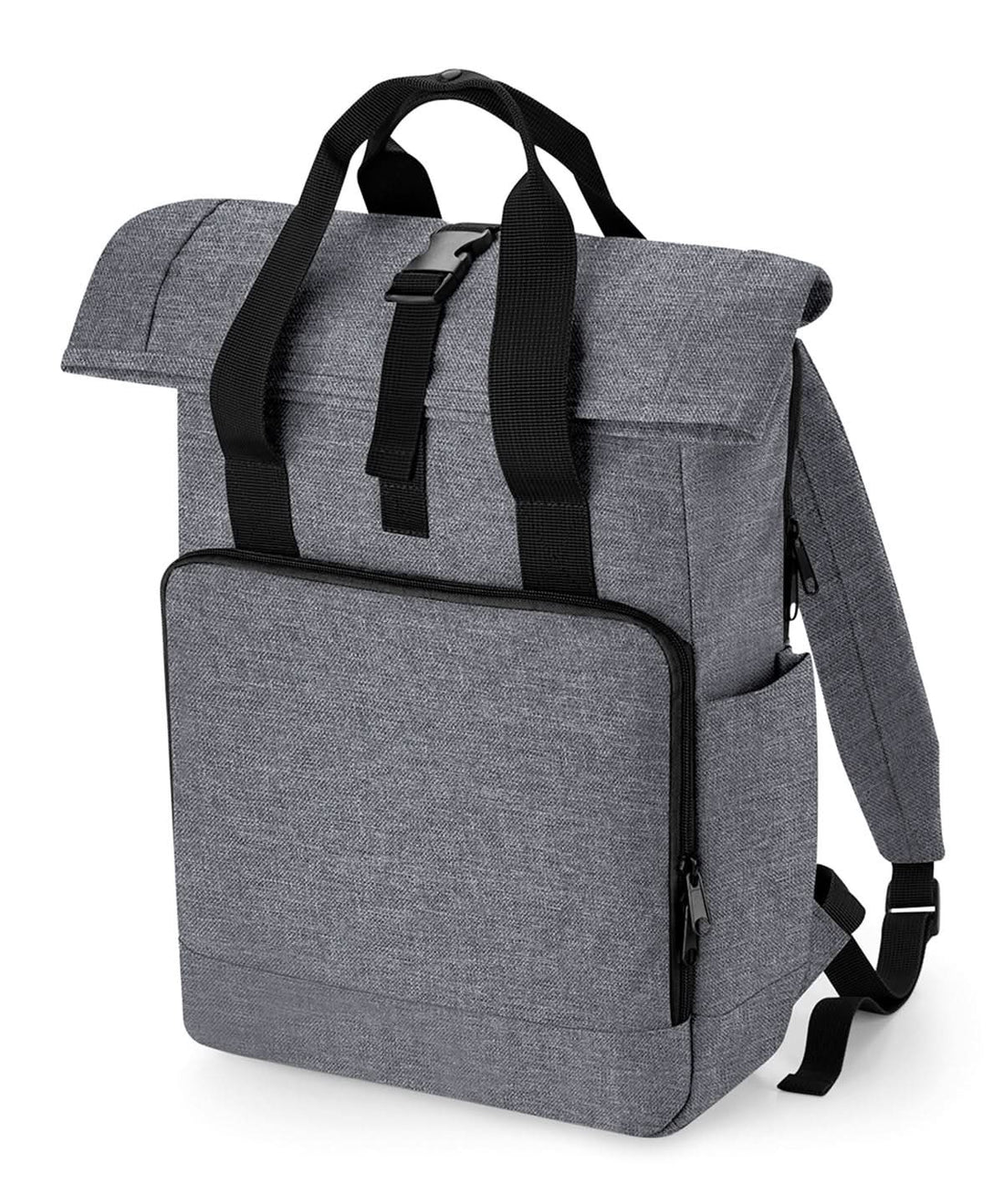 Recycled twin handle roll top laptop backpack - BG18L - Grey Marl One size - Customisable Bags