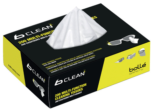 Bolle Safety Dry Cleaning Tissues Refil for BOB600 Cleaning Station - Box 200 - - Customisable Eyewear Cleaning