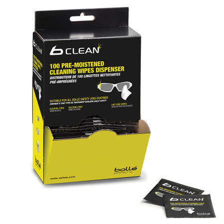 Bolle Safety B100 Lens Cleaning Wipes - 100 - - Customisable Eyewear Cleaning