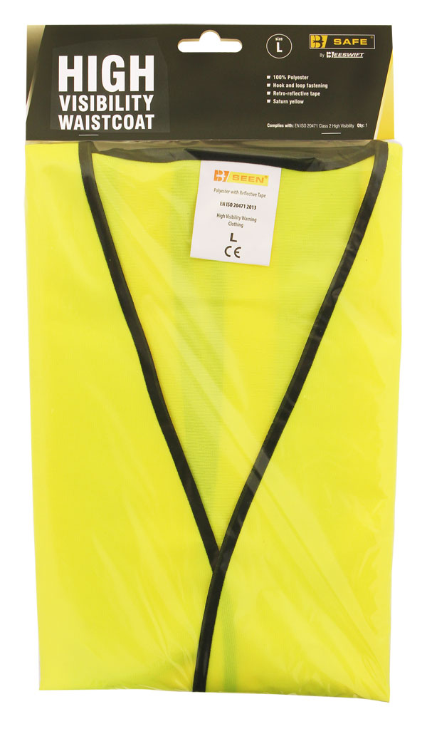 B Safe New Hi Visibility Vest - BS062 - Saturn Yellow - Customisable Hi-Vis Vest