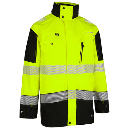 Deltic Beeswift Deltic Hi Vis Two Tone Ripstop Breathable And Waterproof Rail Jacket Bsdjtt - Saturn Yellow Navy - Customisable Jacket