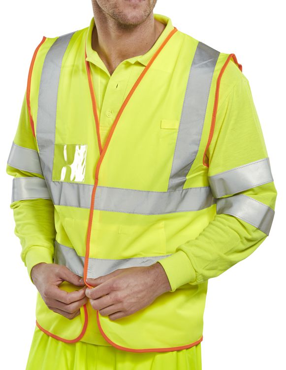 Bsafe Pre Pack Multi Purpose Vest Bs061 - Saturn Yellow - Customisable Hi-Vis Vest